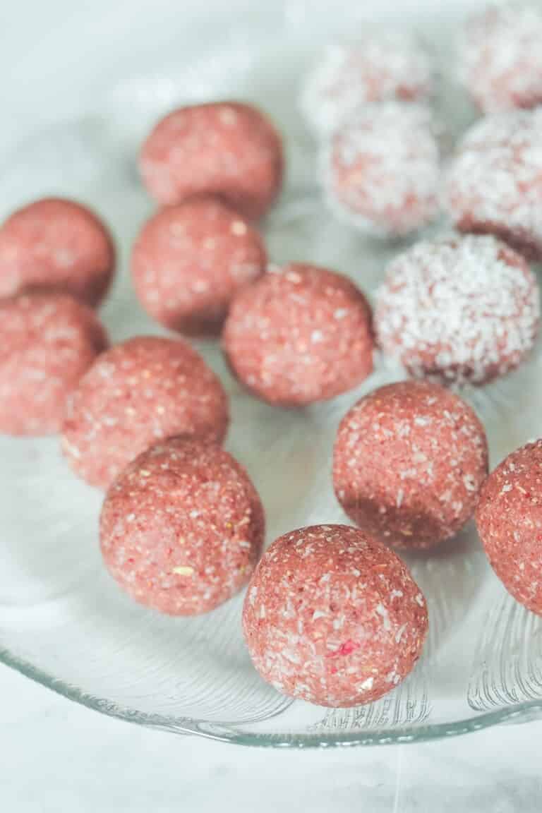 Strawberry Bliss Ball Recipe Nut Free The Cooking Collective