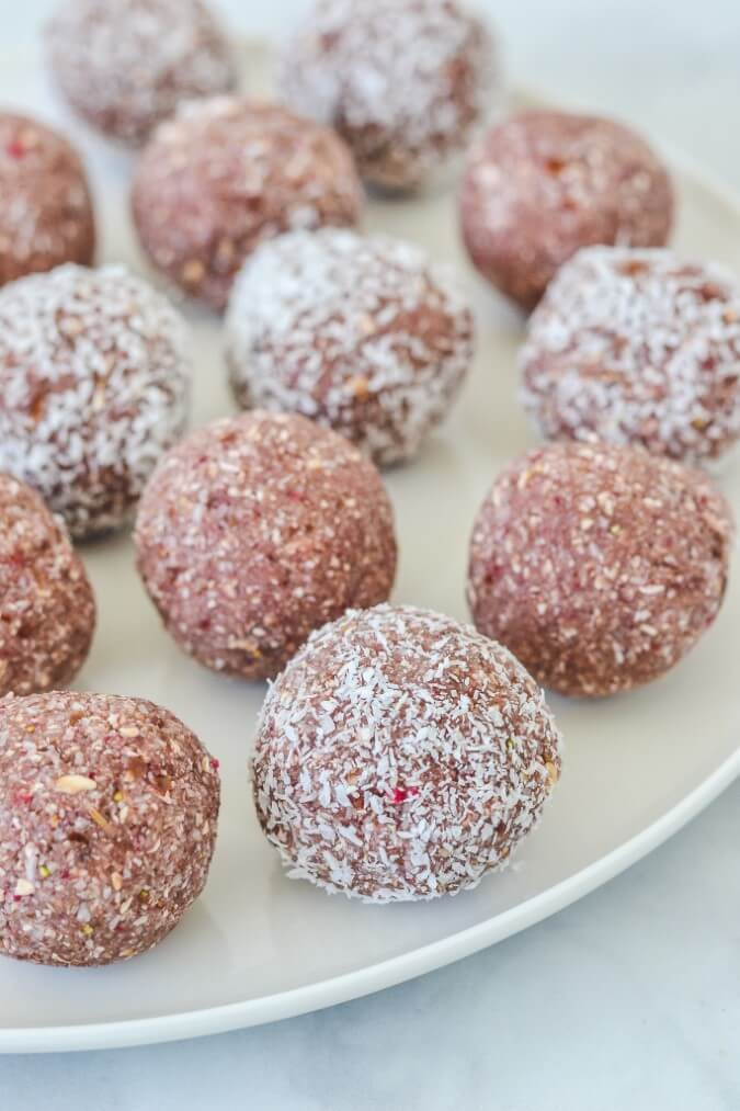 Strawberry Bliss Ball Recipe Nut Free The Cooking Collective
