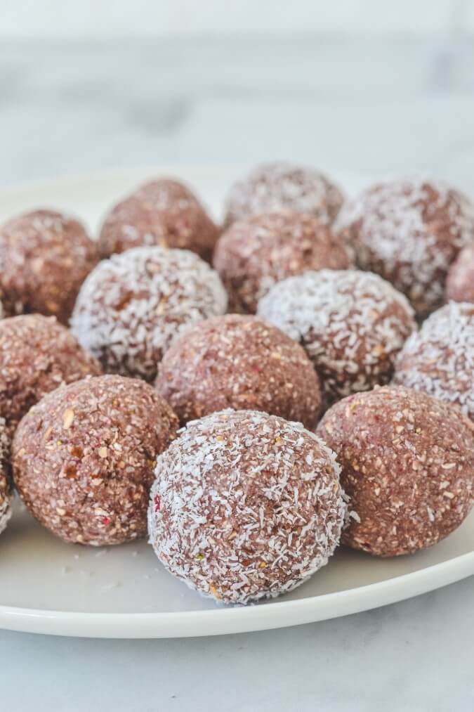 Strawberry Bliss Ball Recipe Nut Free The Cooking Collective