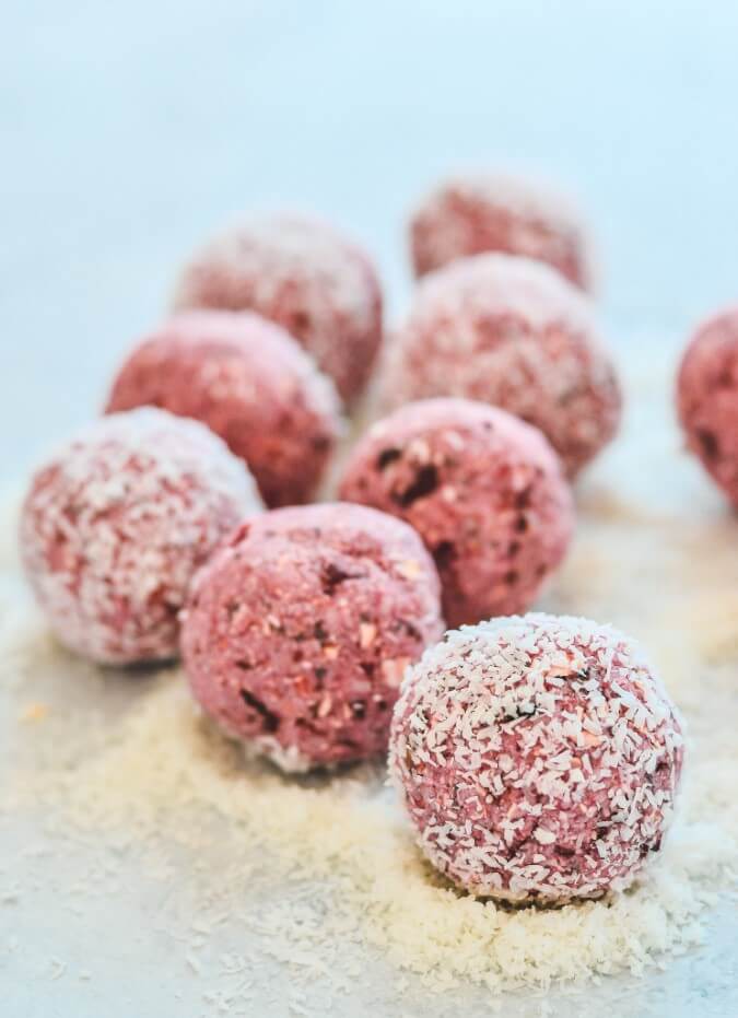 Recipe for Bliss Balls Raspberry and Coconut The Cooking Collective