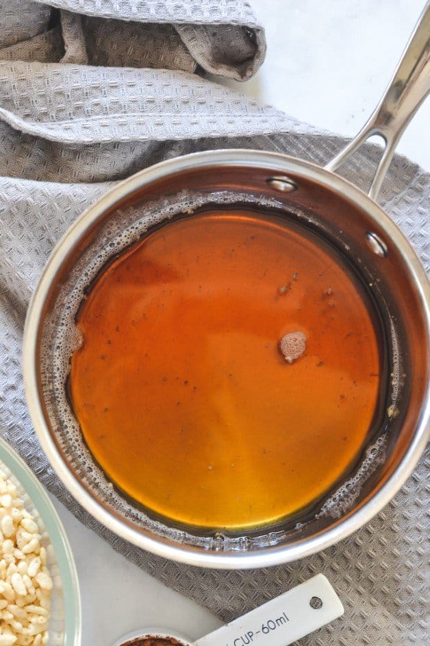 rice-malt-syrup-and-melted-coconut-oil-in-saucepan