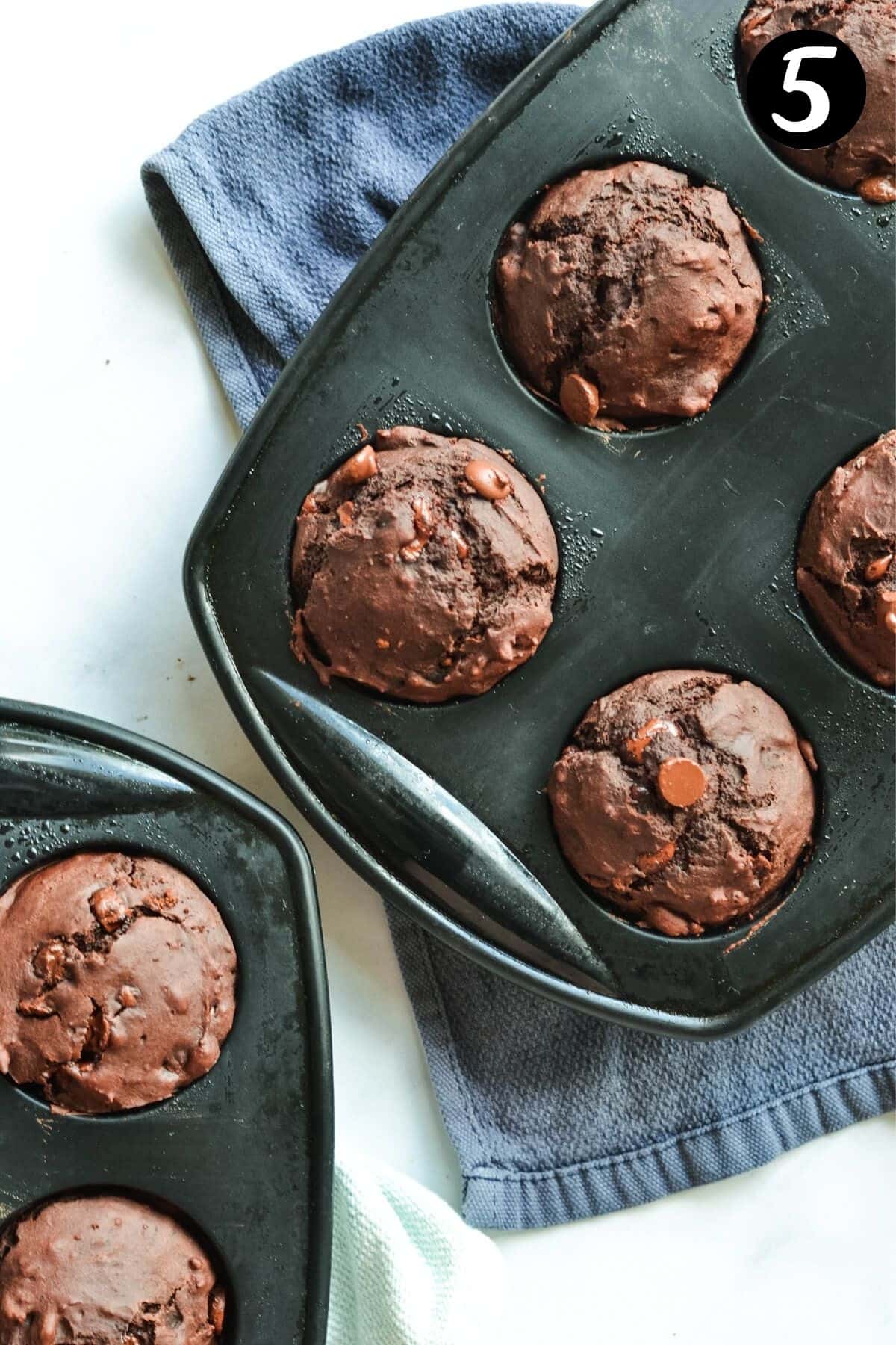 finished muffins in a black silicone tray