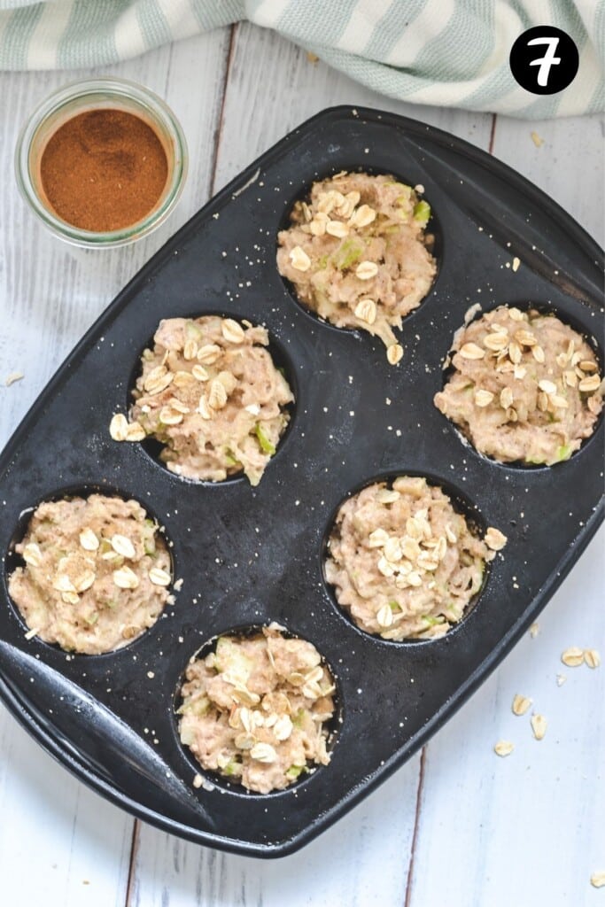 top view of batter in muffin tray