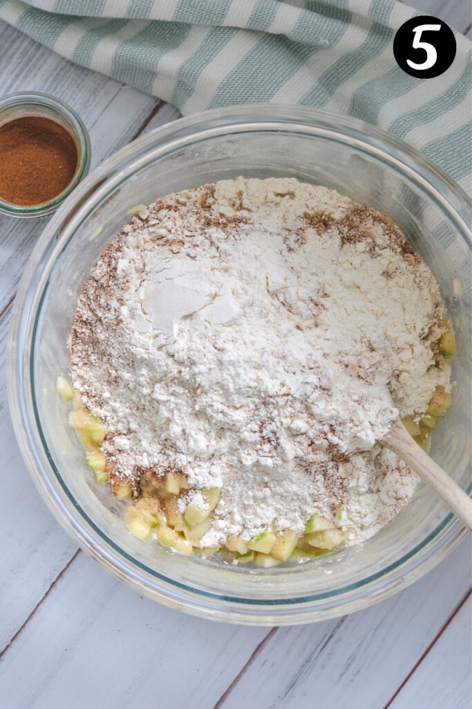 flour and ingredients in a glass bowl