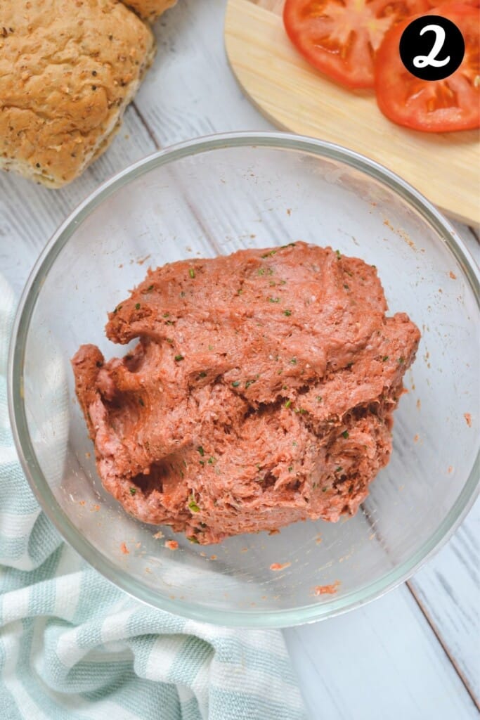 ground turkey mixture in a glass bowl