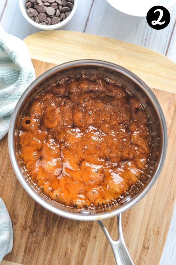 a pan containing cooked honey mixture