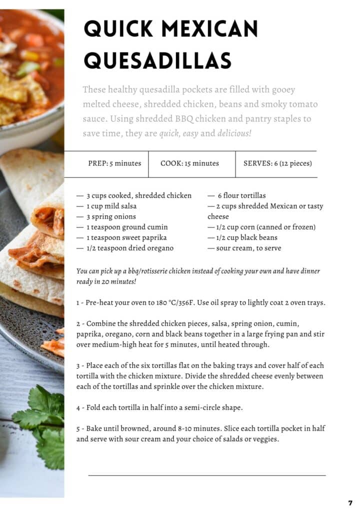 recipe for chicken quesadillas