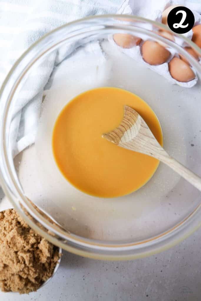 butter and peanut butter melted in a mixing bowl