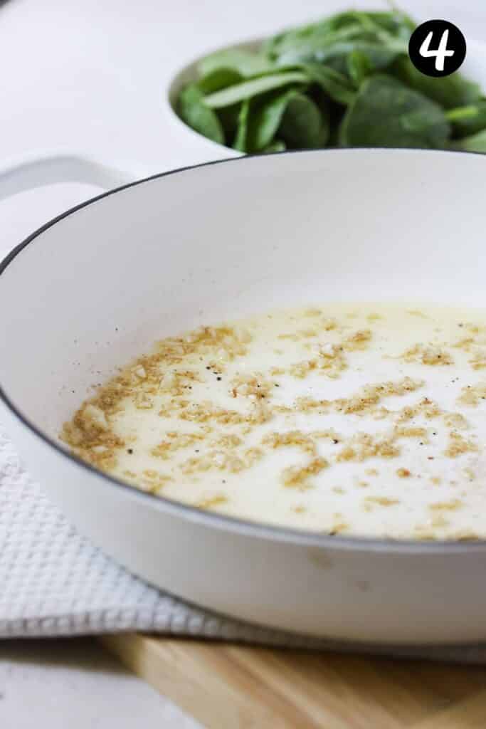 garlic and oil in a pan