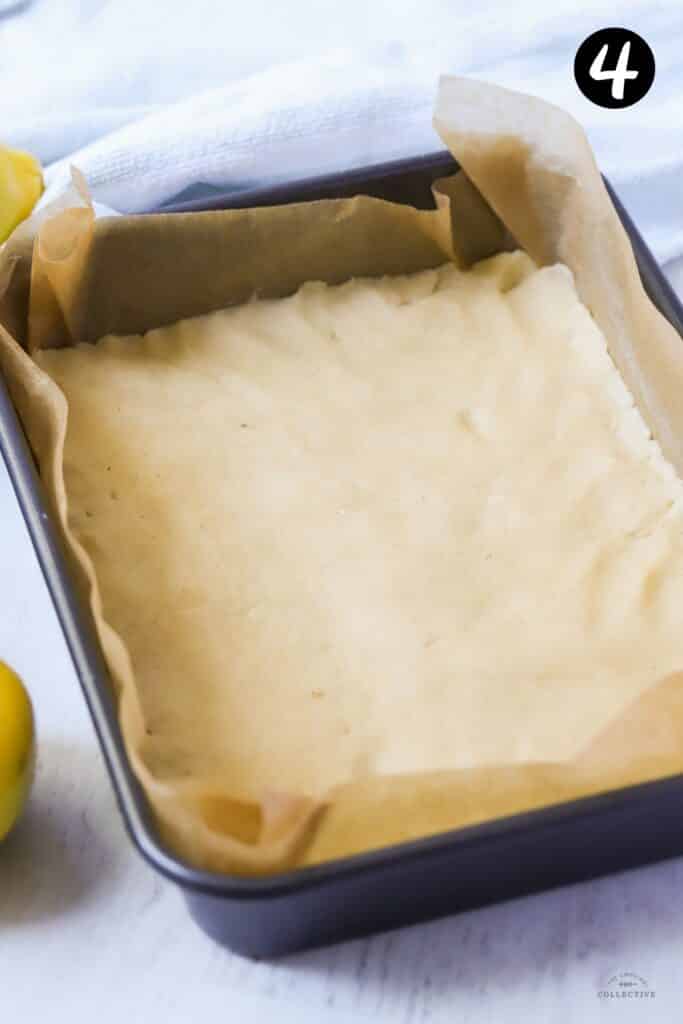 shortbread base in a tray