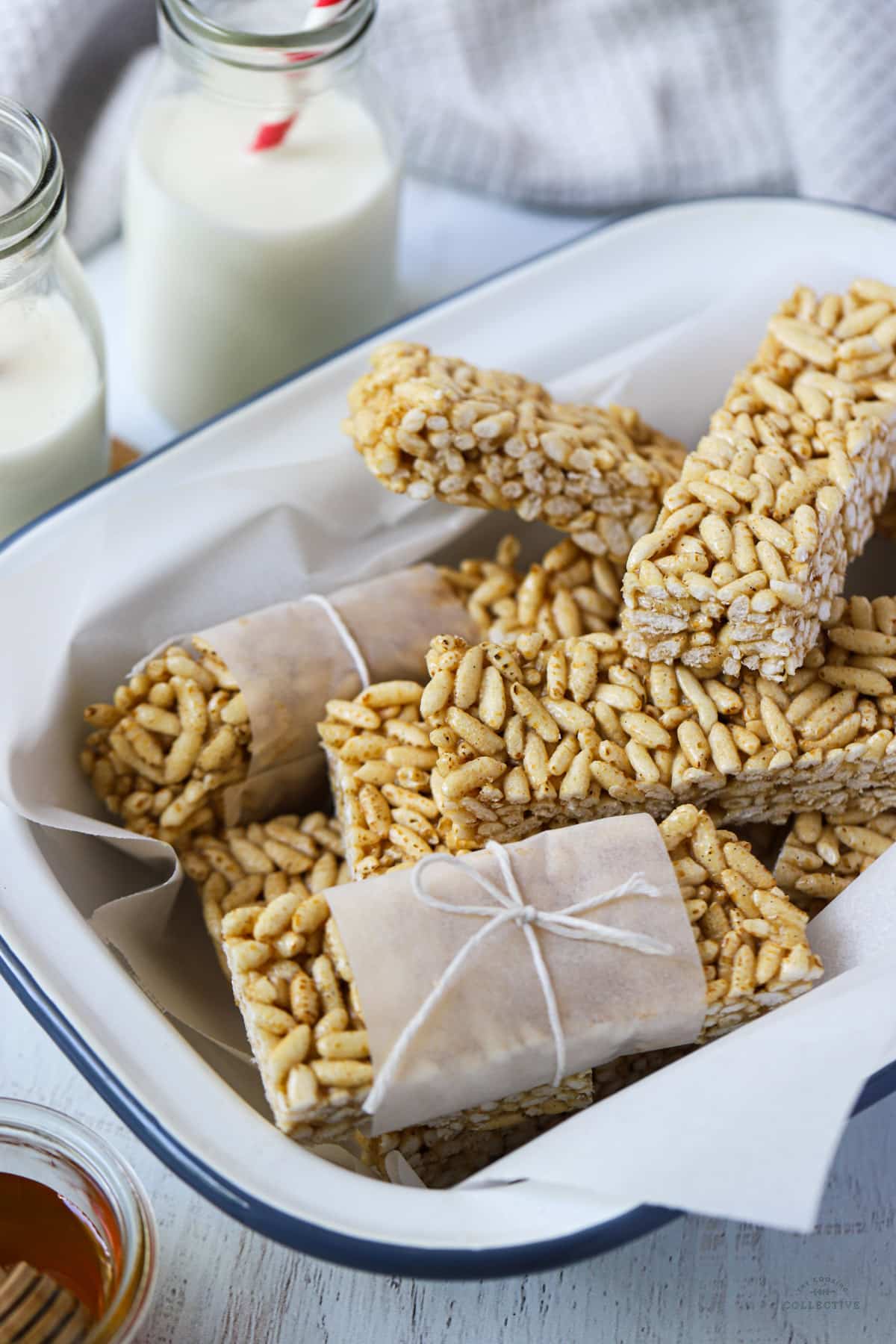 close up of finished bars in a white tray