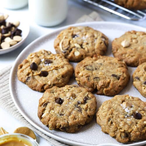 peanut butter cookies on a white plate