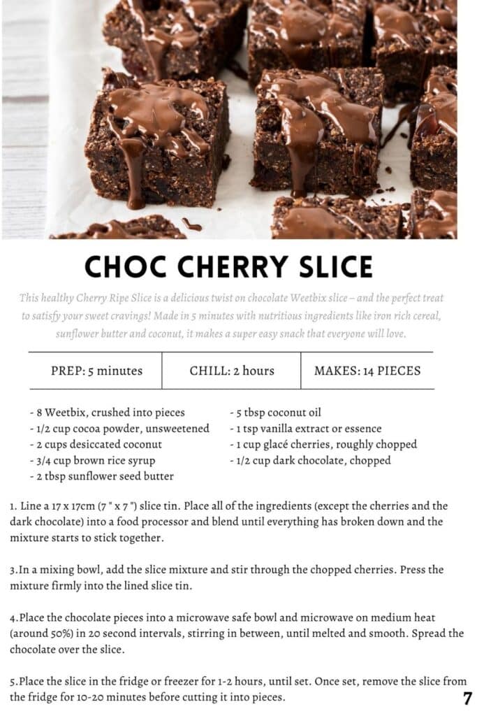 a recipe showing how to make chocolate cherry slice