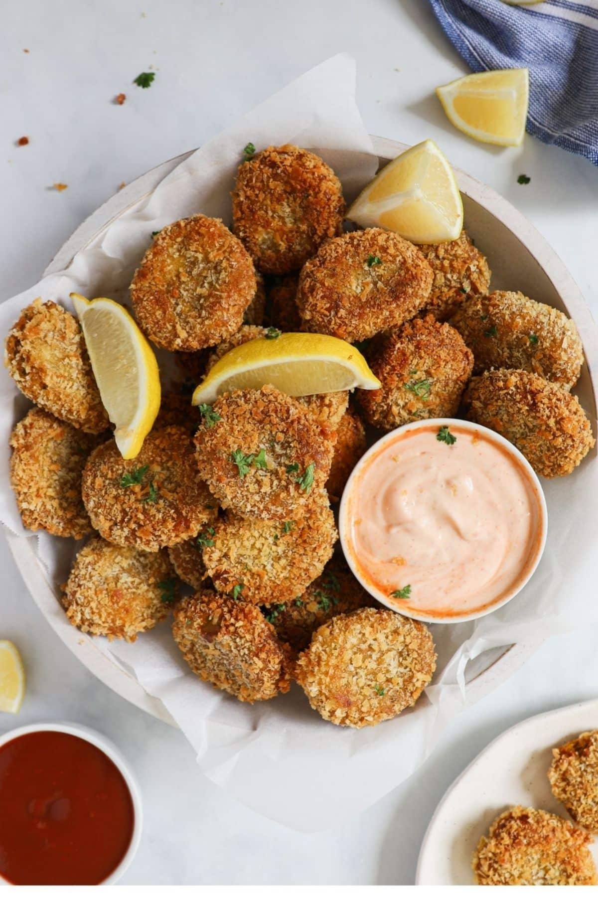 vegetable nuggets on a white plate