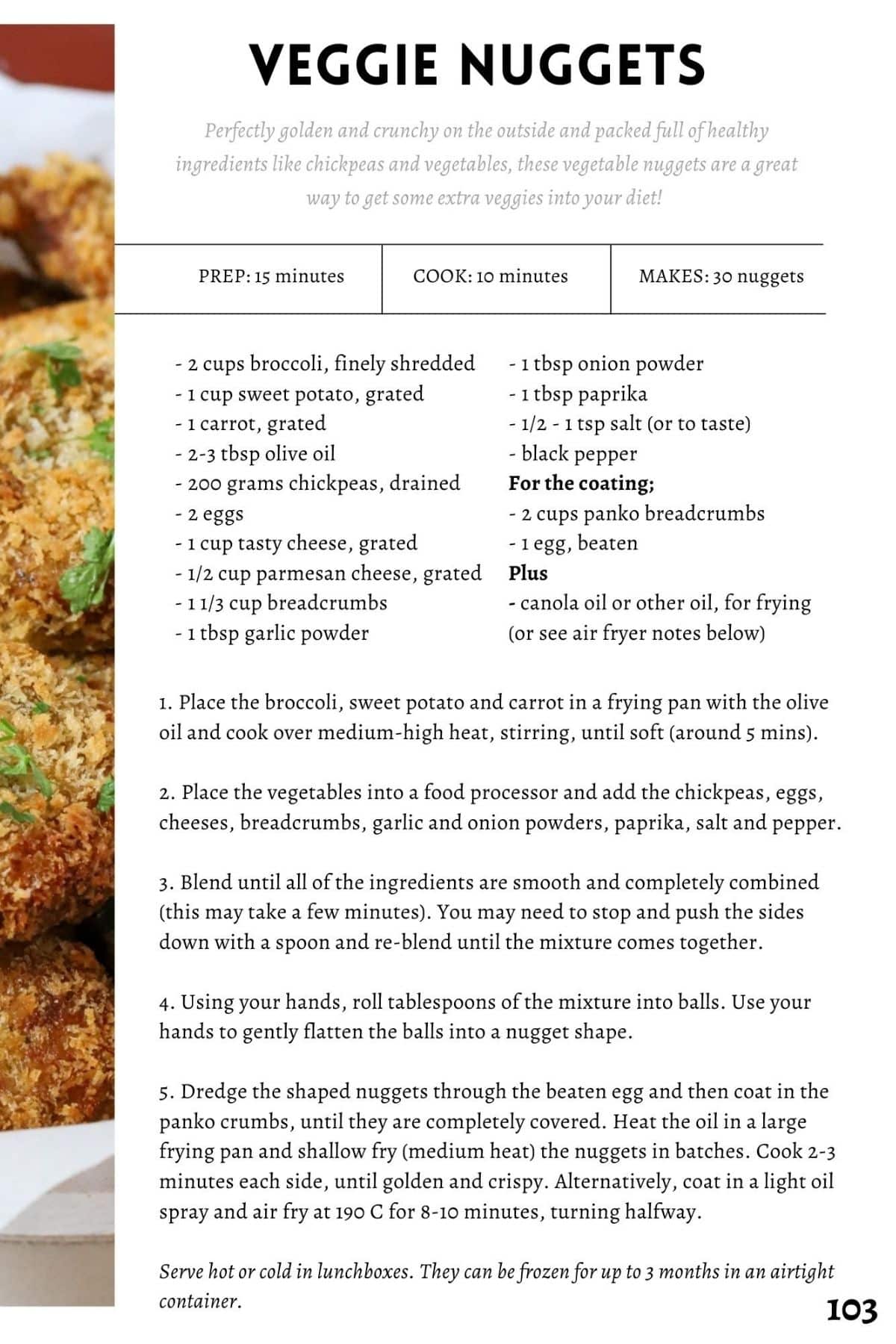 a page from an ebook showing a recipe for vegetable nuggets