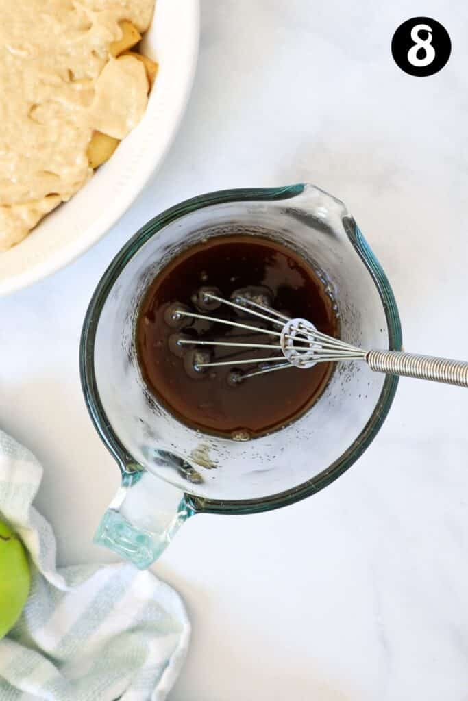 caramel sauce in a glass jug