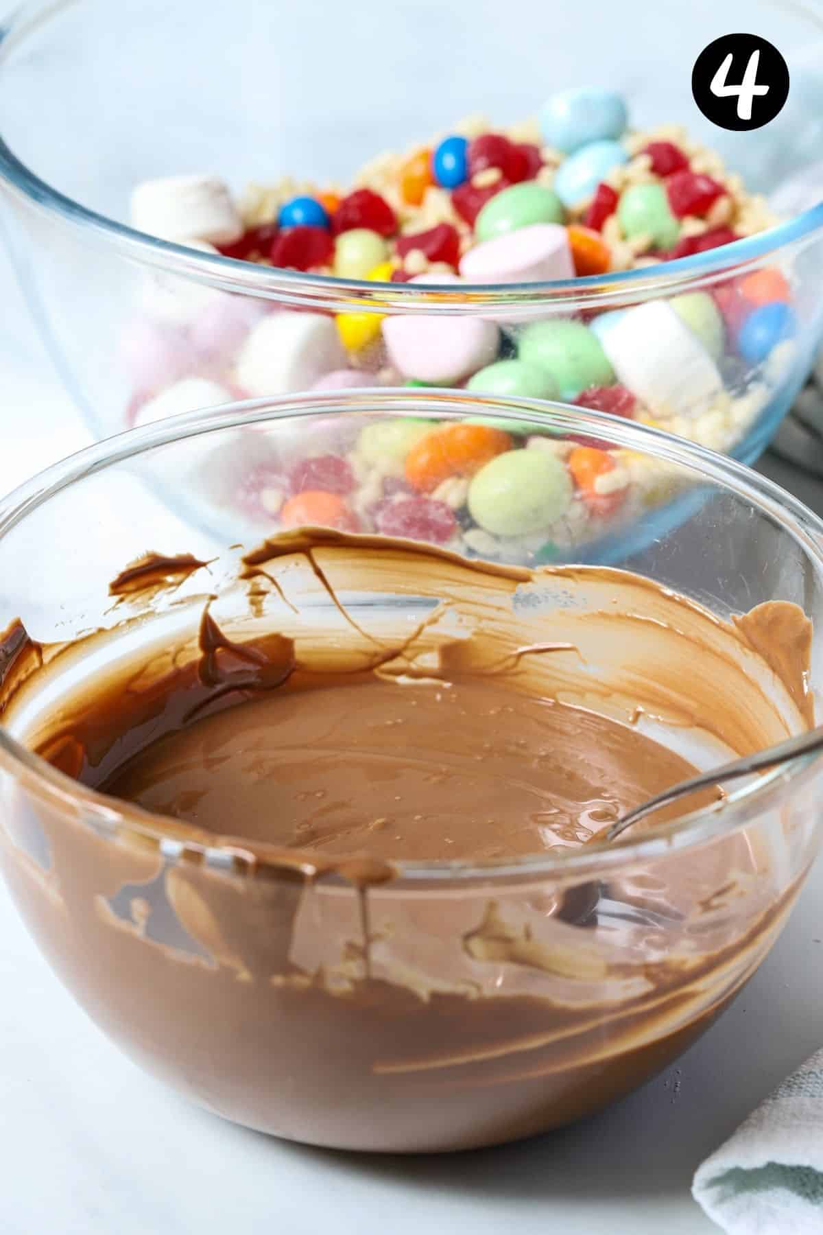 melted chocolate in a glass bowl