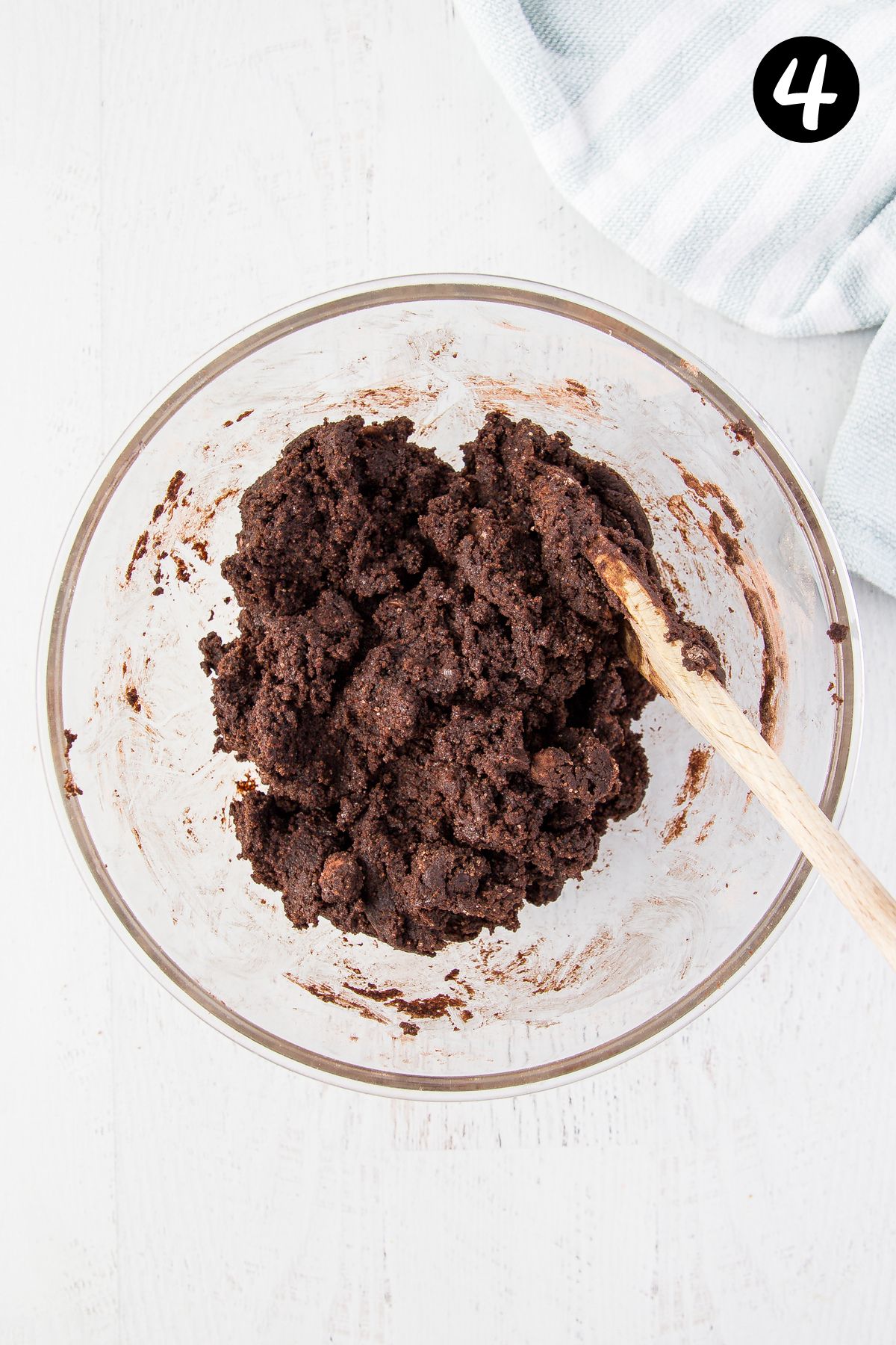 chocolate cookie batter in a mixing bowl