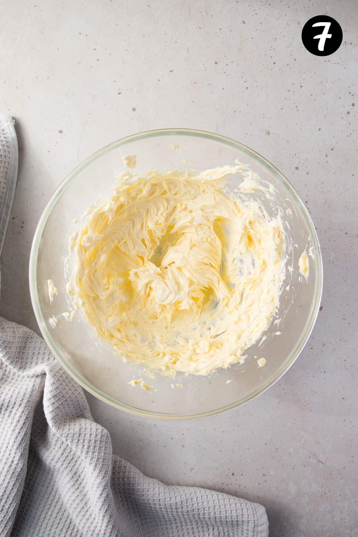 creamed butter in a bowl.