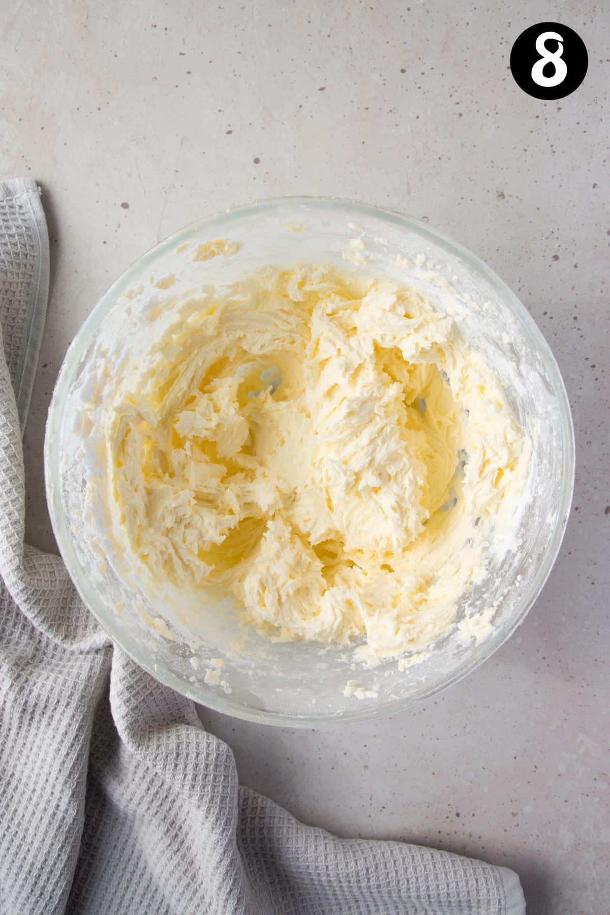 buttercream mixture in a bowl.