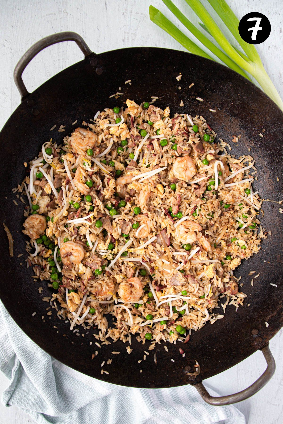 finished fried rice in a wok.