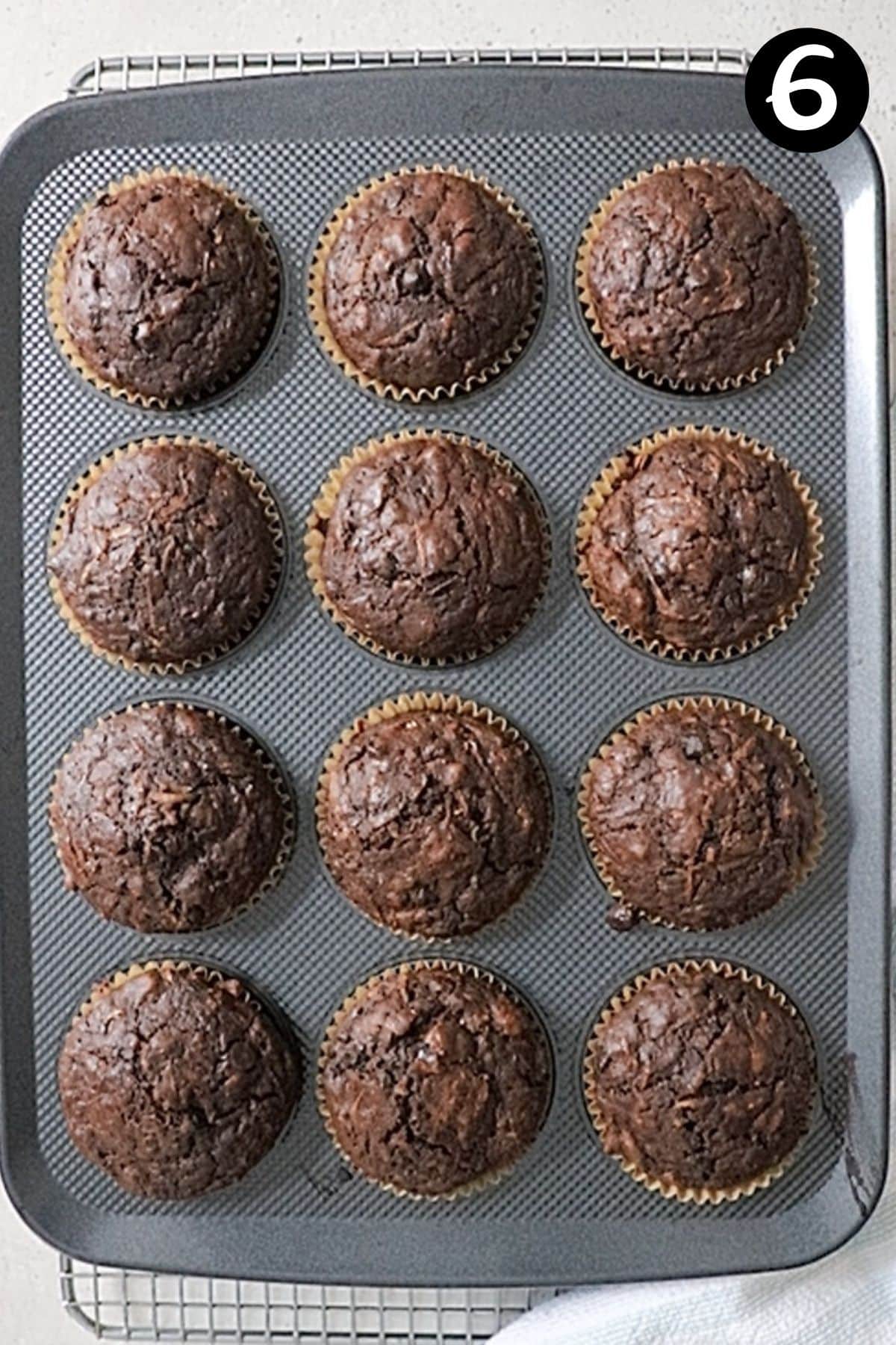 finished muffins in a muffin tray.