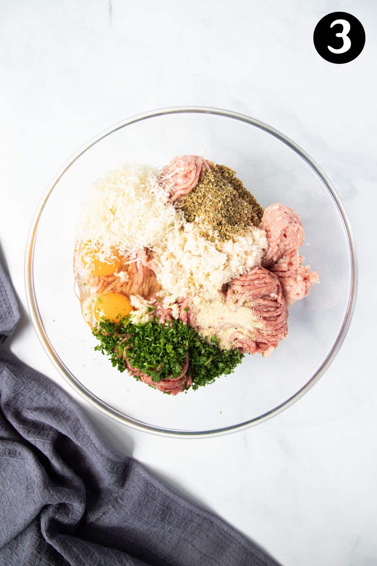 meatball ingredients in a bowl.