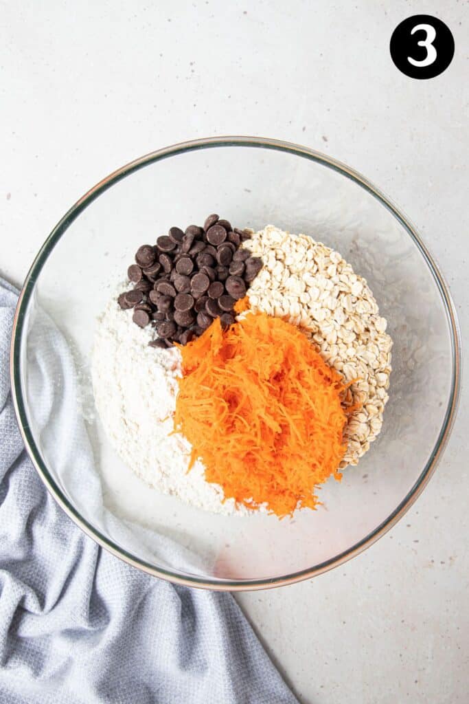 muffin ingredients in a mixing bowl.