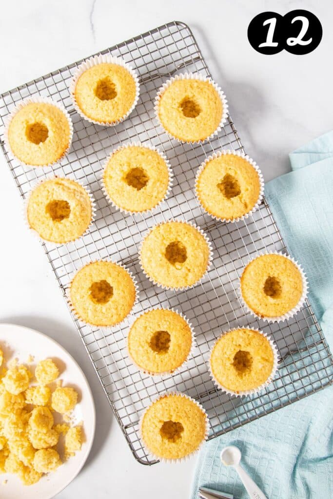 hollowed-out cupcakes with holes in the centre.