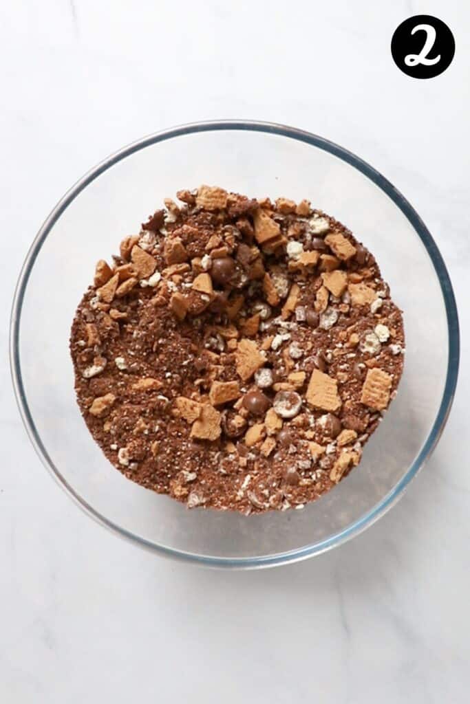 dry ingredients in a glass bowl.