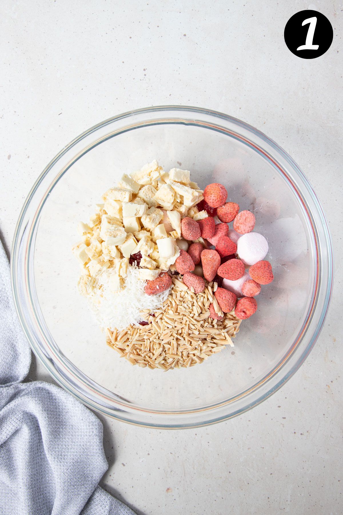 rocky road filling ingredients in a bowl.