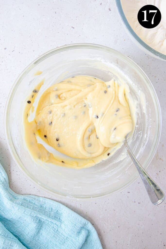 passion fruit icing in a glass bowl.