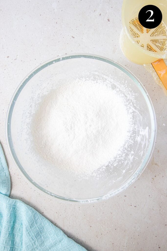 sifted cornflour mixture in a bowl.