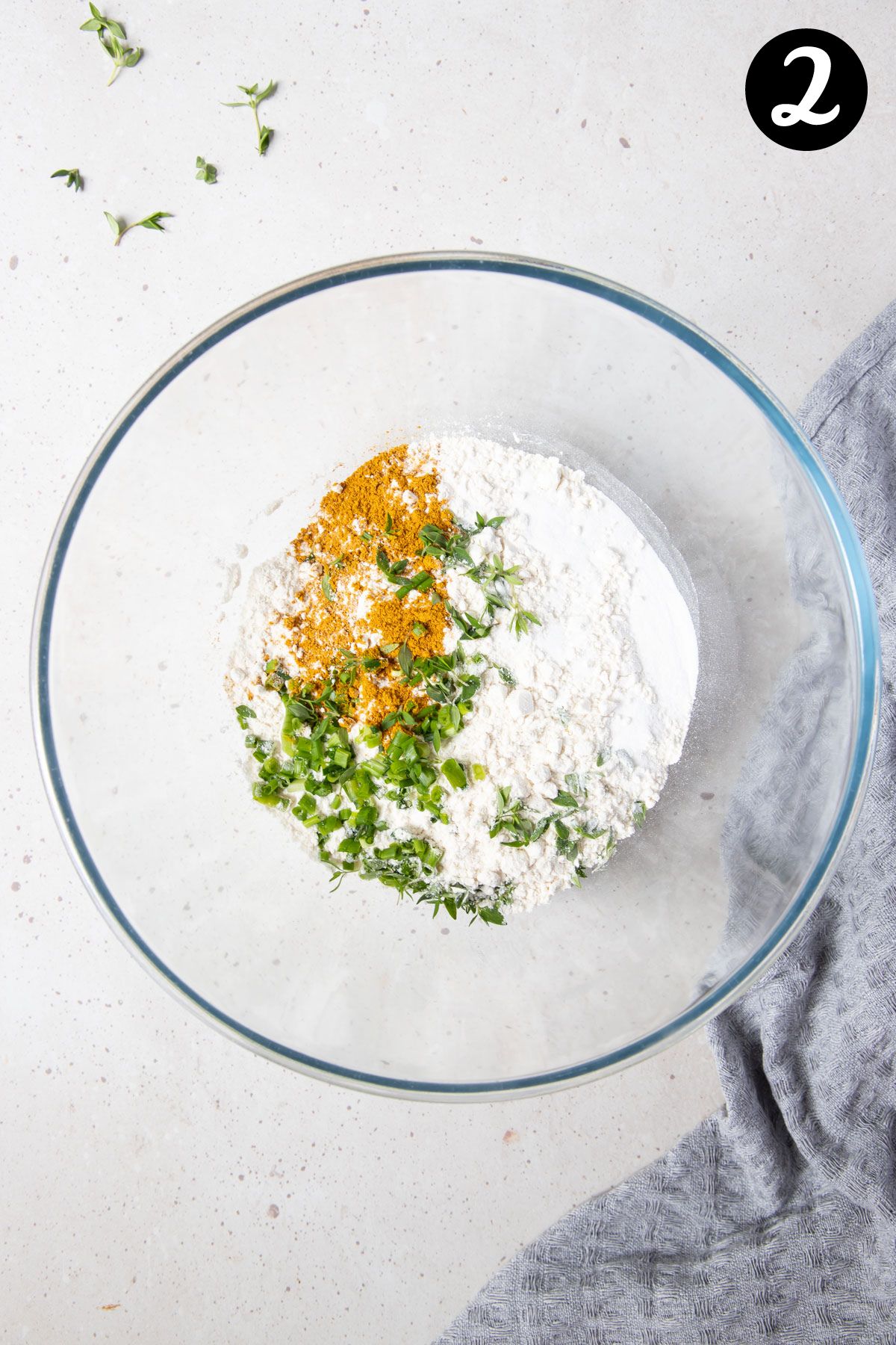 dry scone ingredients in a bowl.