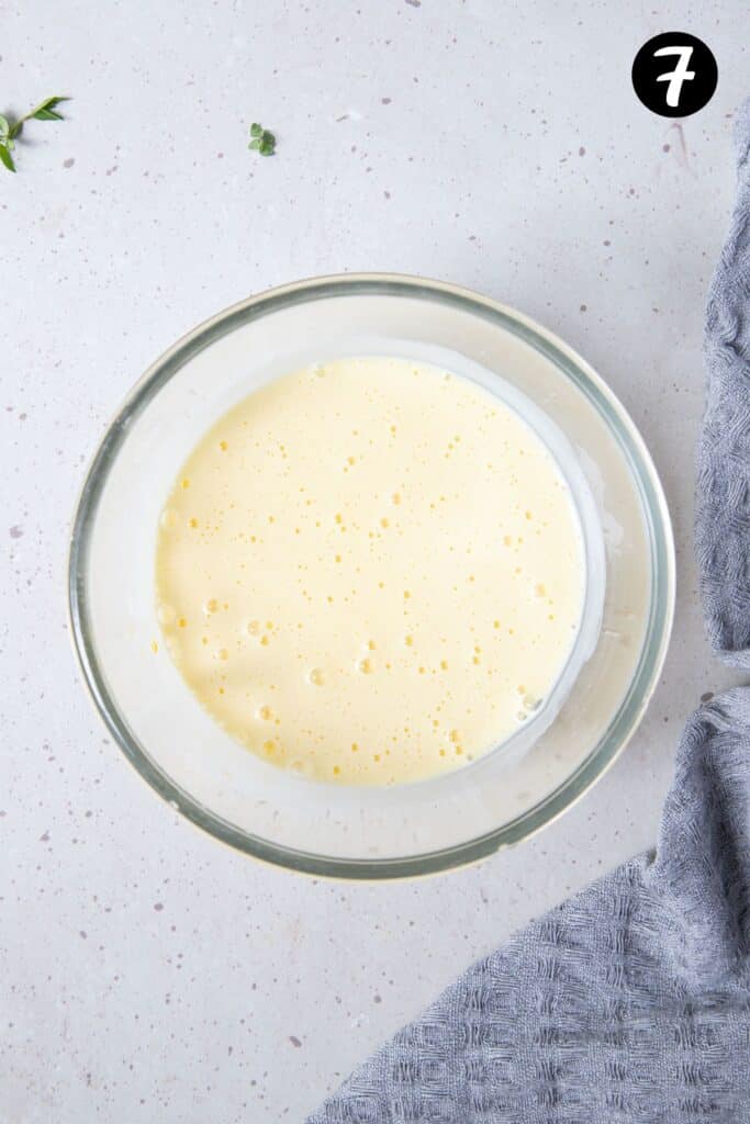 buttermilk and egg yolk in a bowl.