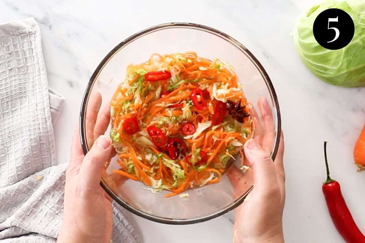 pickled vegetables in a bowl.