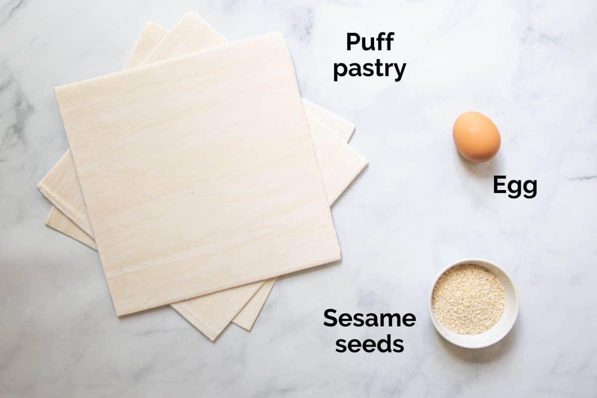 ingredients for puff pastry cases, laid out on a table.