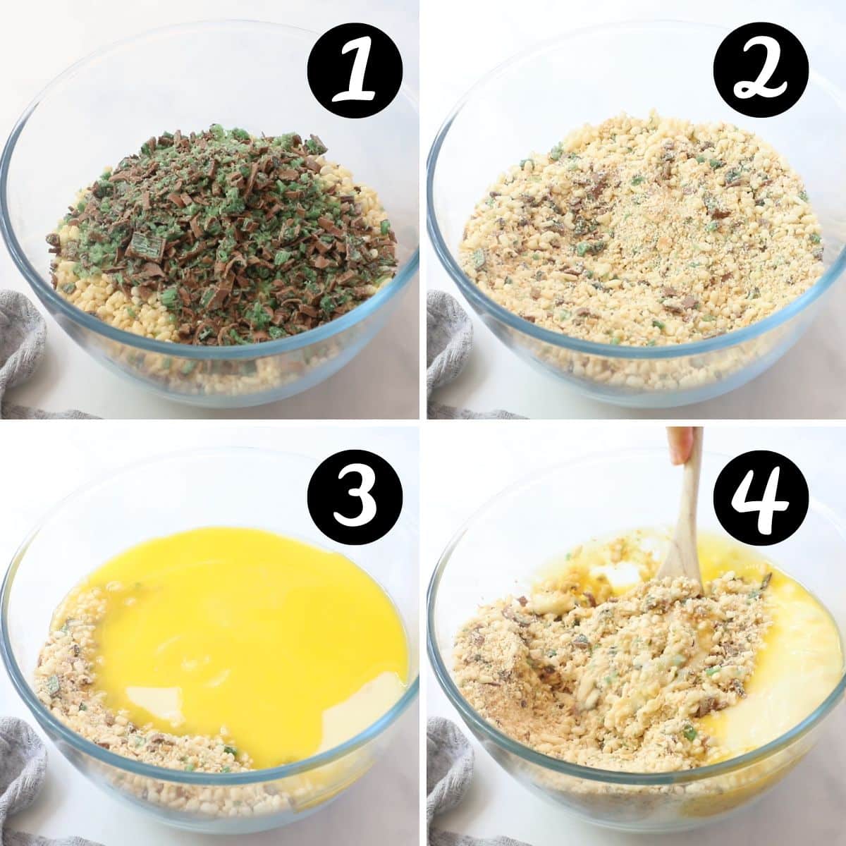 biscuit base ingredients being mixed in a bowl.