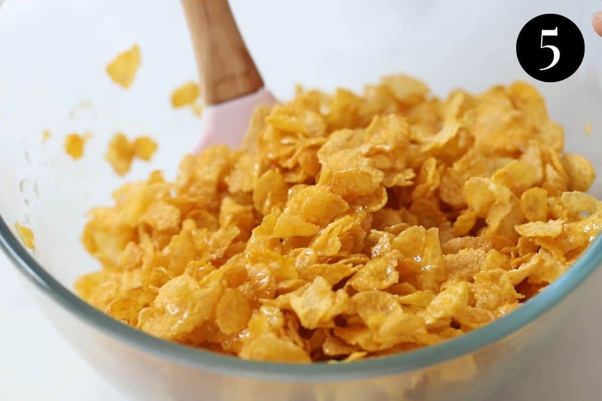 honey joy mixture being stirred in a bowl.