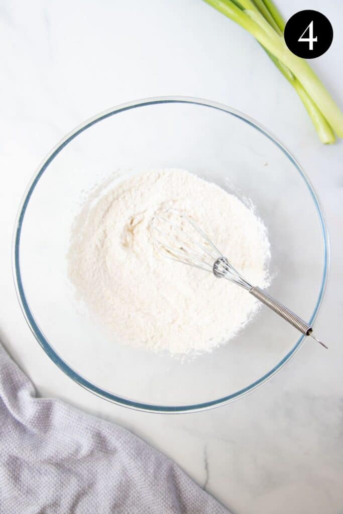 dry batter ingredients in a bowl.