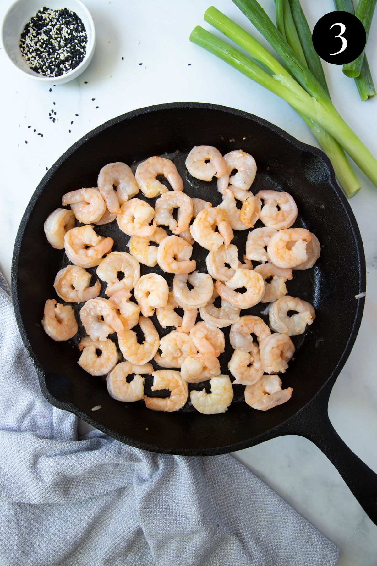 cooked prawns in a pan.