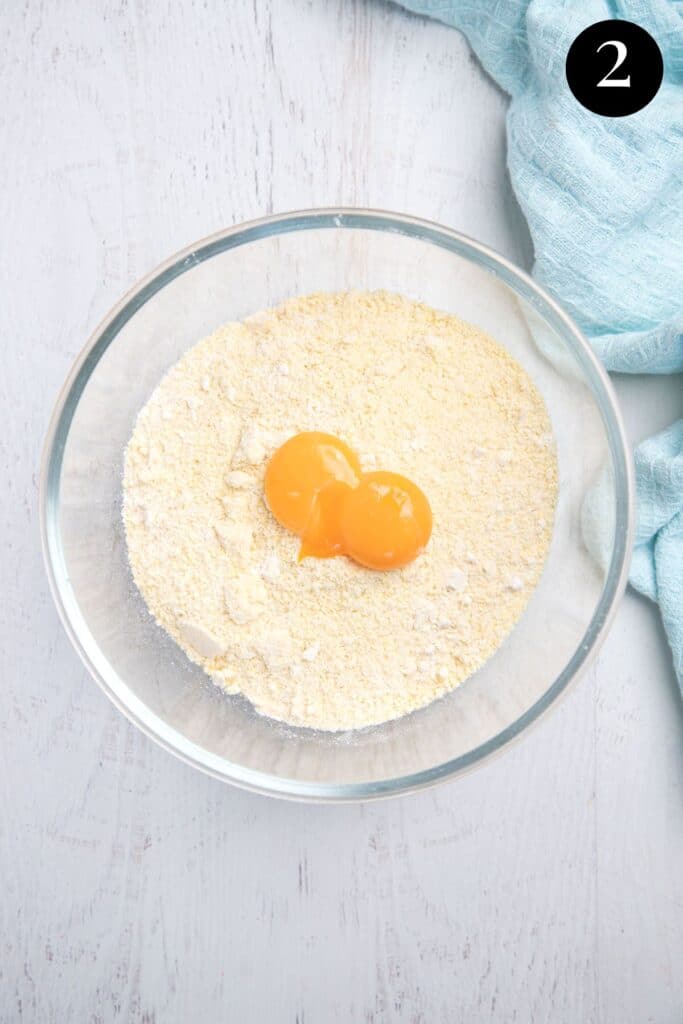 pastry ingredients in a mixing bowl.