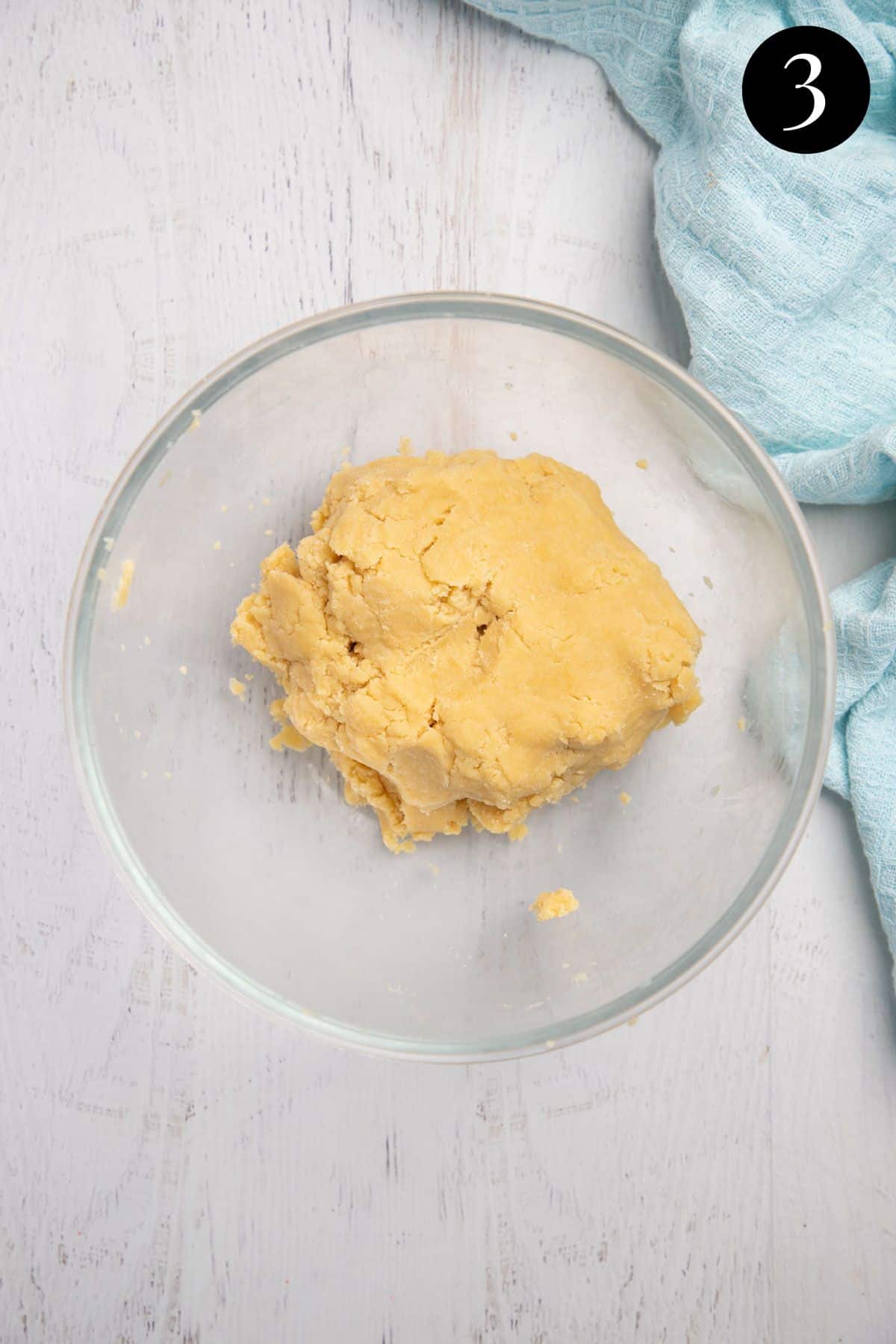 pastry dough in a mixing bowl.