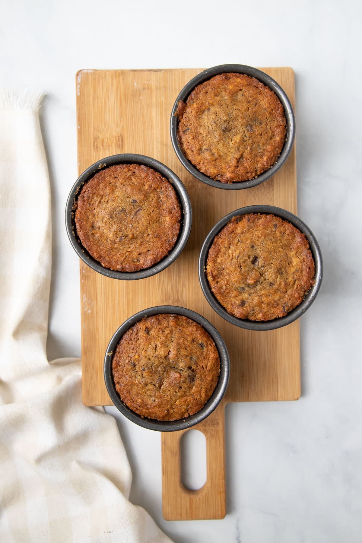 individual puddings in pudding moulds.