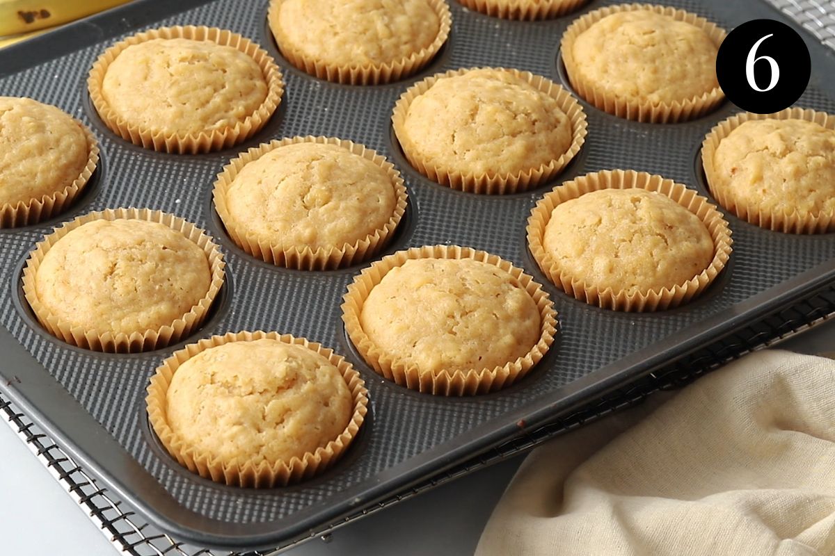 finished muffins in a baking tray.