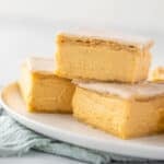 pieces of vanilla custard slice, arranged on a plate.