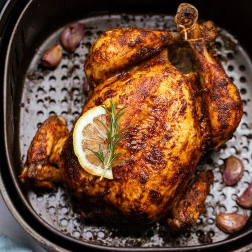 1-Hour Air Fryer Rotisserie Chicken (How To Air Fry A Whole Chicken!) -  Scrummy Lane