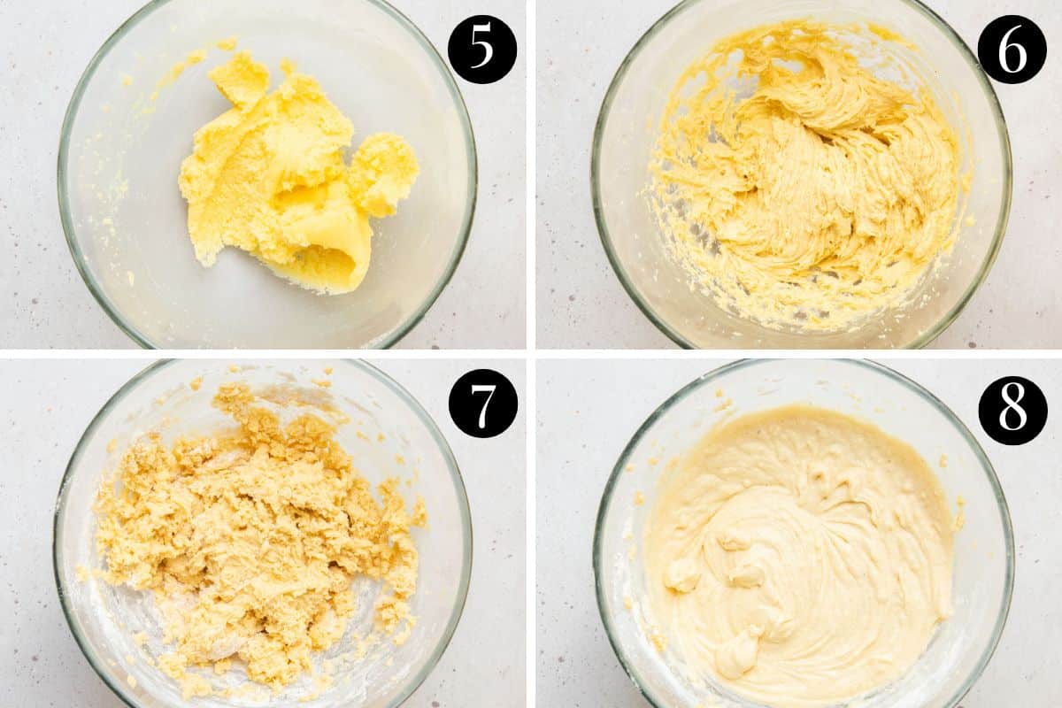 cupcake batter being prepared in a bowl.