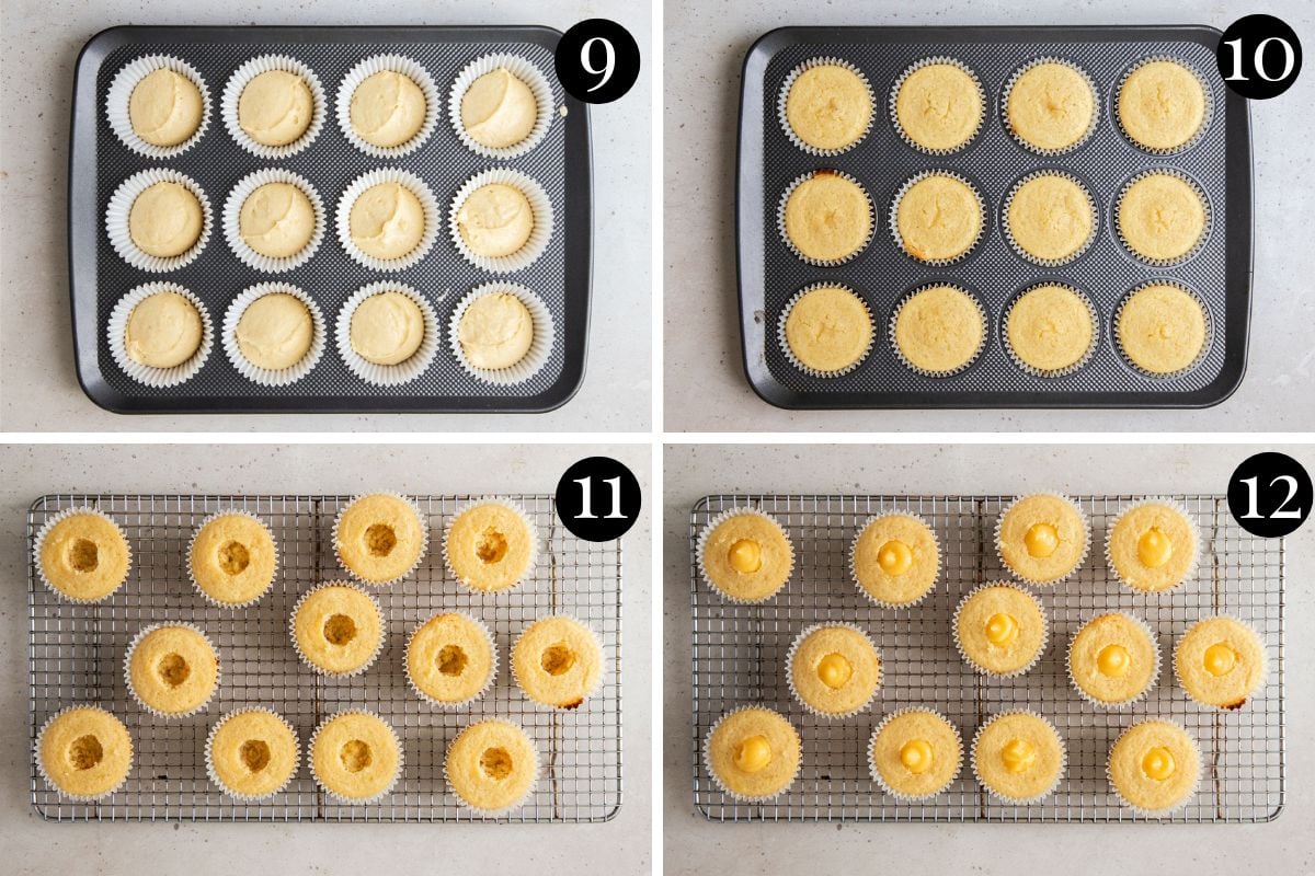 cupcakes with the centres removed and filled with lemon curd.