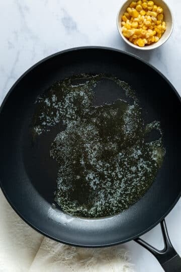 melted butter in a frying pan.